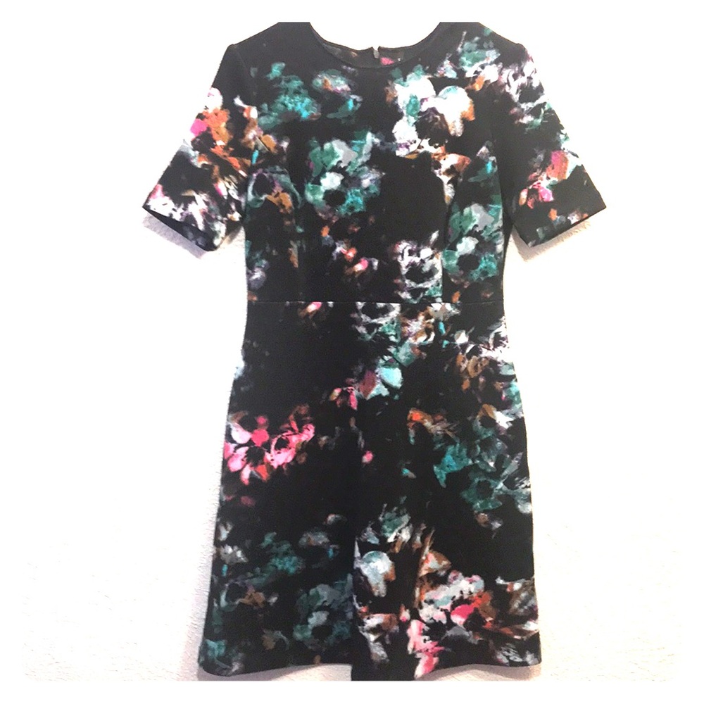 Dark floral print fit and flare.  WITH POCKETS!